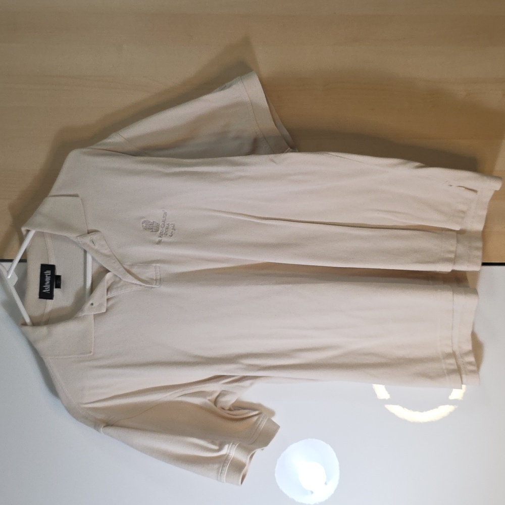 The Ritz-Carlton Doha Button Up Knit Polo Shirt Small Men Vtg 90s Cream